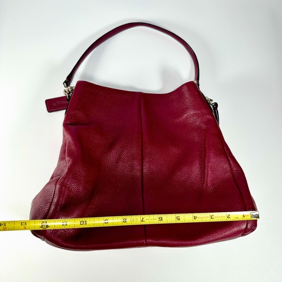 Coach Phoebe Shoulder Bag Pebble Leather in Magenta Red - Picture 12 of 16